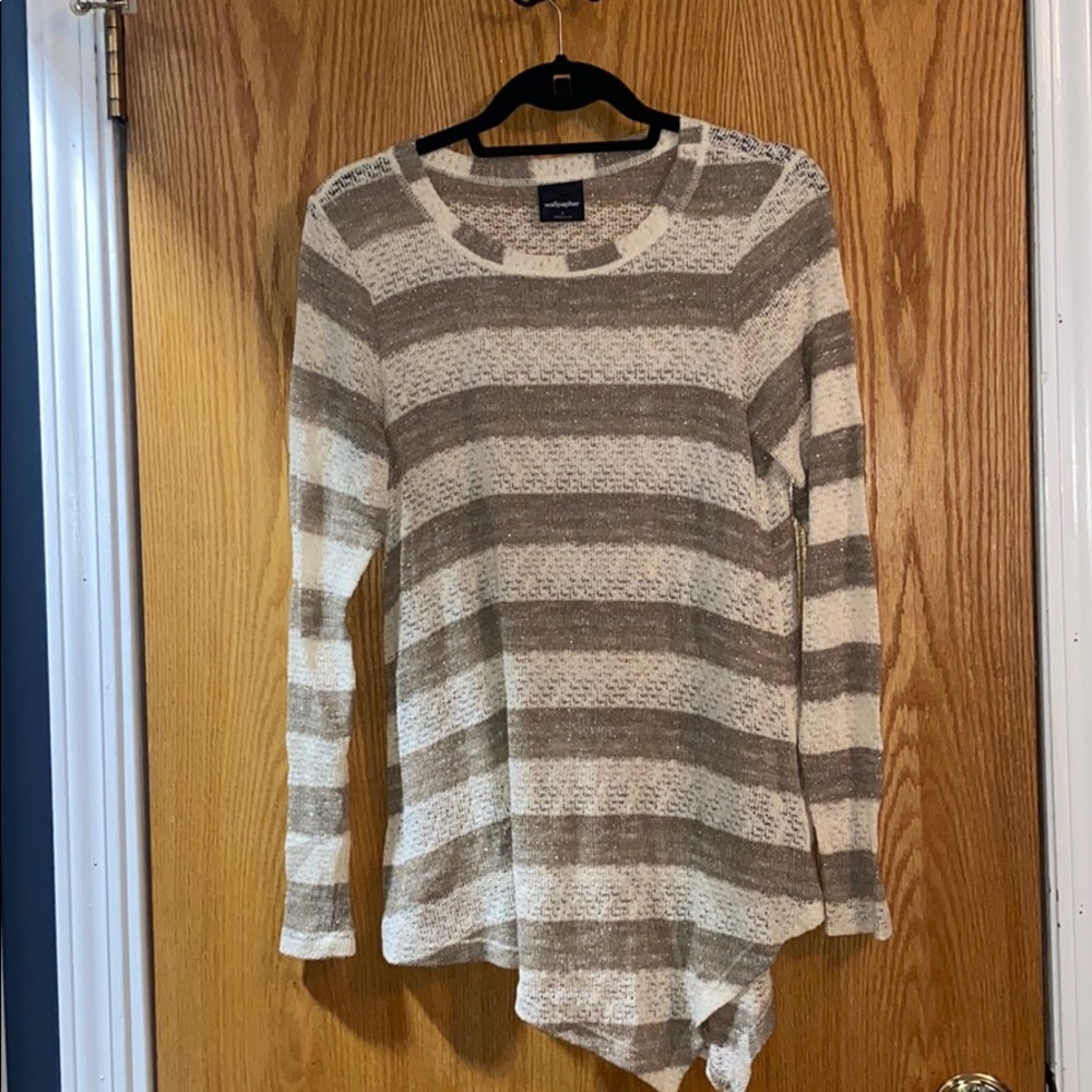 Long-sleeve, flowy striped top